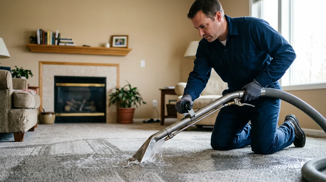 Water damage restoration technician working near New Town, ND
